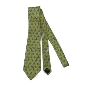 Salvatore Ferragamo Green Animal Print Silk Tie 60”X3.75”